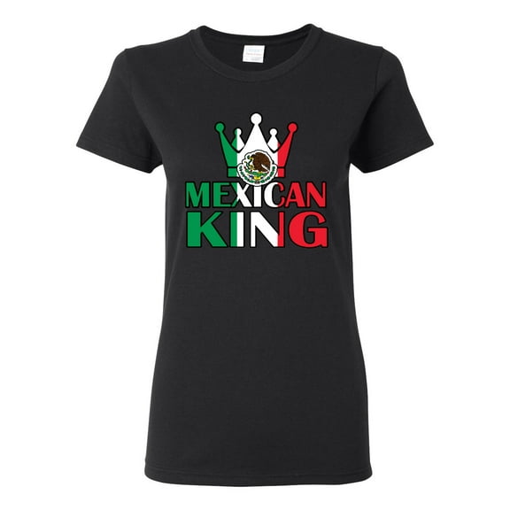 Wild Bobby Mexican King Latin Pride Women Graphic Tee, Black, Small