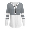 thumbnail image 2 of AKOEE Women 1/2 Zip Pullover Tops Colorblock Striped Long Sleeve S-3XL Lightweight Casual Tshirts Loose Fit, Gray 2XL, 2 of 7