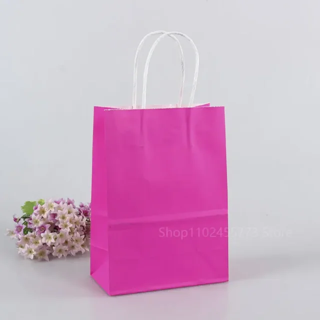 Bolsa de papel Kraft con asas, bolsa reciclable multifunción para compras, 5/10/20/30 piezas