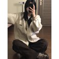 thumbnail image 4 of Cárdigan liso para mujer, cálido, holgado, de un solo pecho, estilo japonés, básico, diario, Harajuku, acogedor, suave, para el tiempo libre, tierno y elegante., 4 of 6
