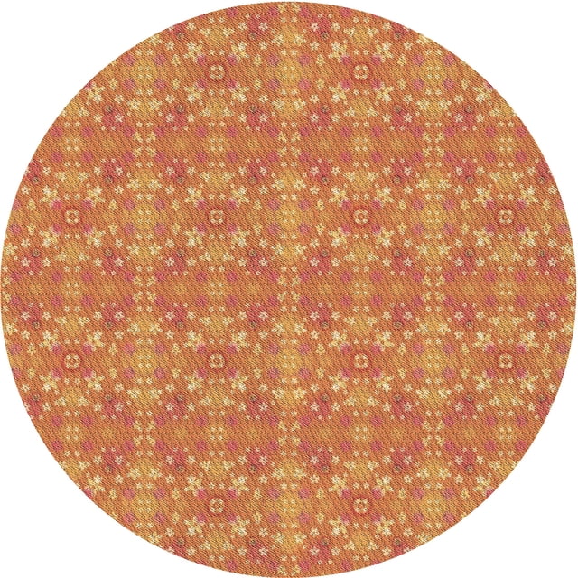 Ahgly Company Tapis d'Intérieur Ronds Transitionnels Orange Lavables à la Machine, 3 Pieds Rond