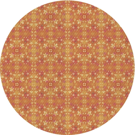 Ahgly Company Machine Washable Indoor Round Transitional Orange Area Rugs, 5' Round