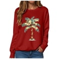thumbnail image 6 of Towmus Christmas Palm Tree Sweatshirt for Women Funny Hawaiian Graphic Sweatshirts Crewneck Long Sleeve Casual Pullover Tops, 6 of 6