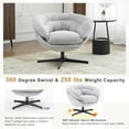 thumbnail image 2 of Modern Chenille Office Chair, 360° Swivel Club Chair/Accent Chair with Removable Cushion, Round Office Chair, Black Metal Base, Cotton Material, Living Room, Bedroom, Reading Corner, Office (Gray), 2 of 5