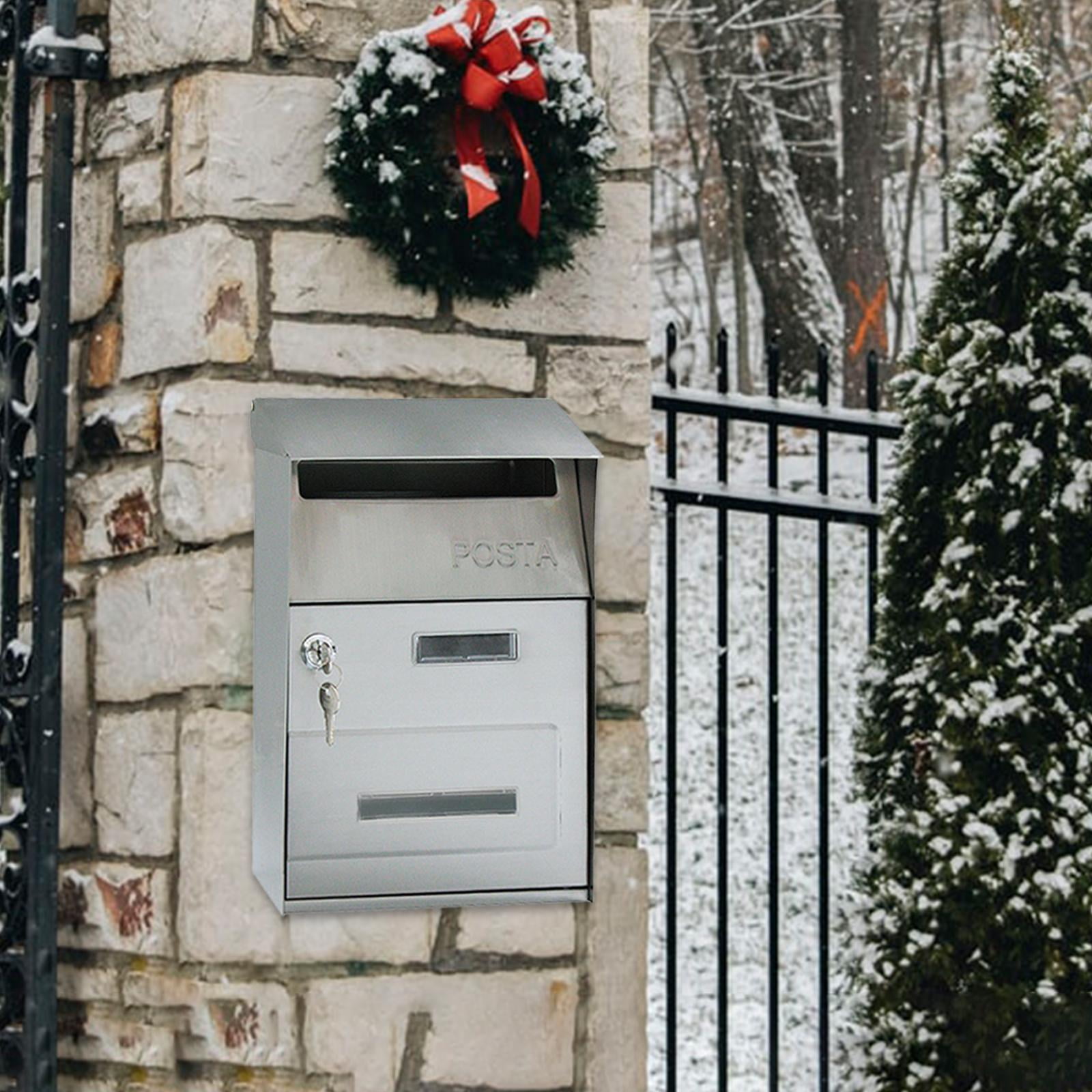 Outdoor Post Box Vintage Mail Box, Traditional Newspaper Letter Box Post Box with key of lock Wall Mounted Post Box to Keep Your and