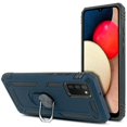 thumbnail image 3 of for Samsung Galaxy A02S A02s with Tempered Glass Ring Metal Finger Loop Phone Case Magnet Mount Ready Slip Guard Grids Pattern Kickstand Hybrid Slim Shock Bumper Cover, 3 of 4