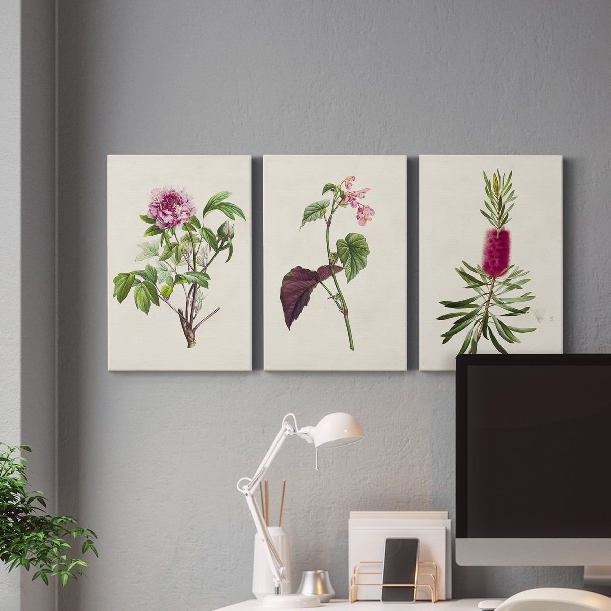Pretty Pink Botanicals V Premium Gallery Wrapped Canvas - Ready to Hang - 18 x 27 Each