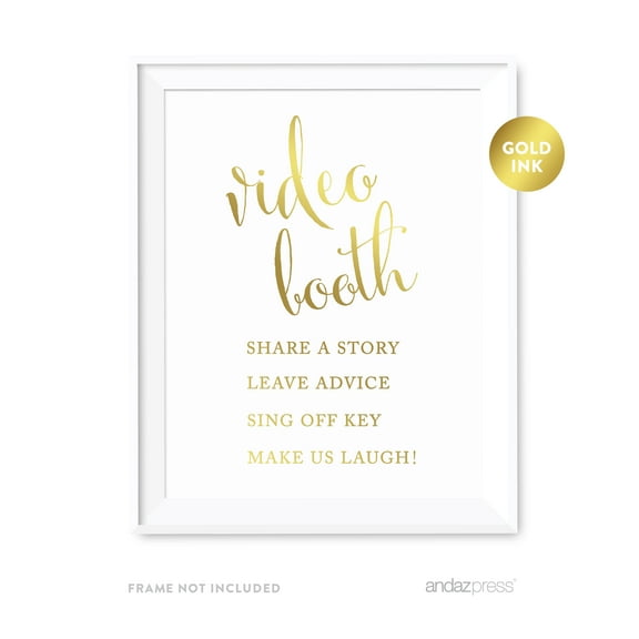 Videobooth - Share A Story Metallic Gold Wedding Party Signs