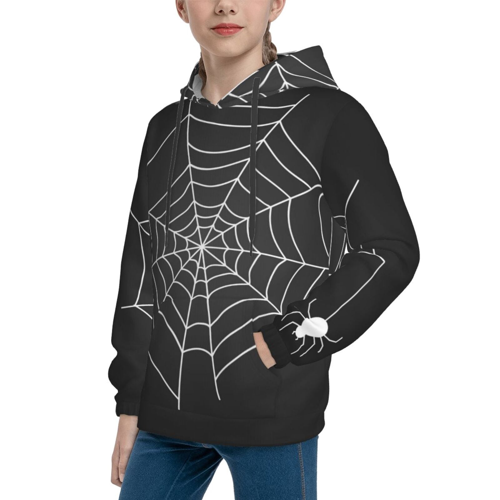 Easygdp A Web With A Spider Boys Hoodie Kids Sweatshirt Youth