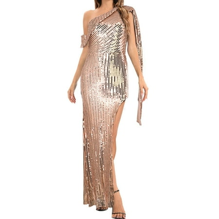 

KI-8jcuD Women s Slanted Shoulder Slit Sequined Evening Dress Ball Gowns Women s Long Dresses Long Dress Formal Plus Size Trumpet Wedding Dresses Ball Gown Dress Long Maternity Dress Plus Size Long