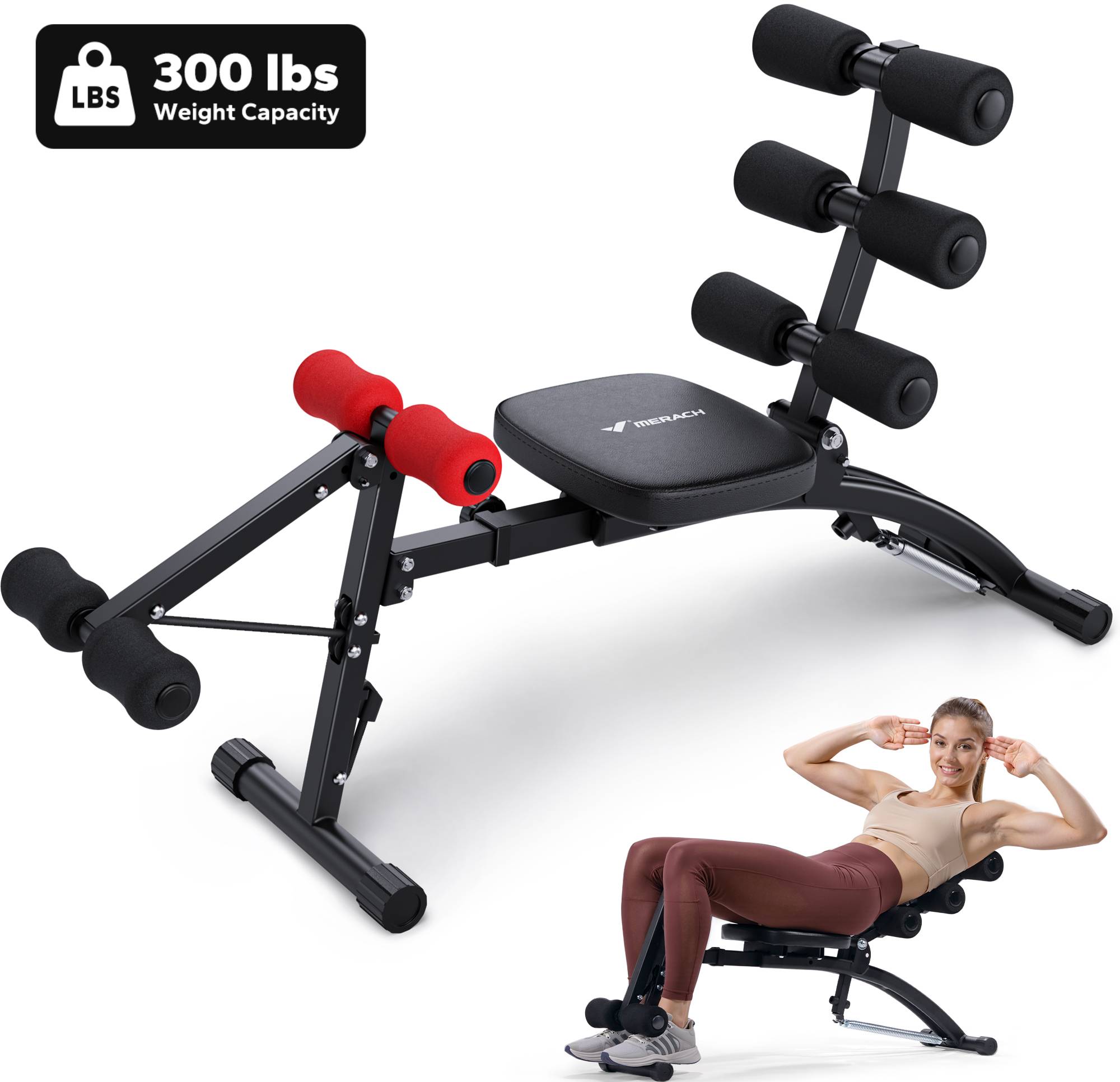 MERACH Ab Machine, Stomach Workout Equipment with Adjustable Length, Abdominal Workout Bench with Ergonomic Design
