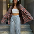 thumbnail image 2 of BLVB Plaid Shirts for Women Plaid Button Down Shirts Oversized Long Sleeve Casual Loose Blouse Top Jacket Fall Outfits, 2 of 7