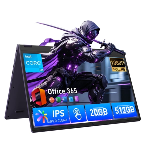 15.6" Touchscreen Gaming Laptop,Intel Core Processor (up to 3.4 GHz),360° Foldable 2 in 1 NoteBook Computer,Windows 11 Pro,20GB RAM 512GB SSD,IPS Display