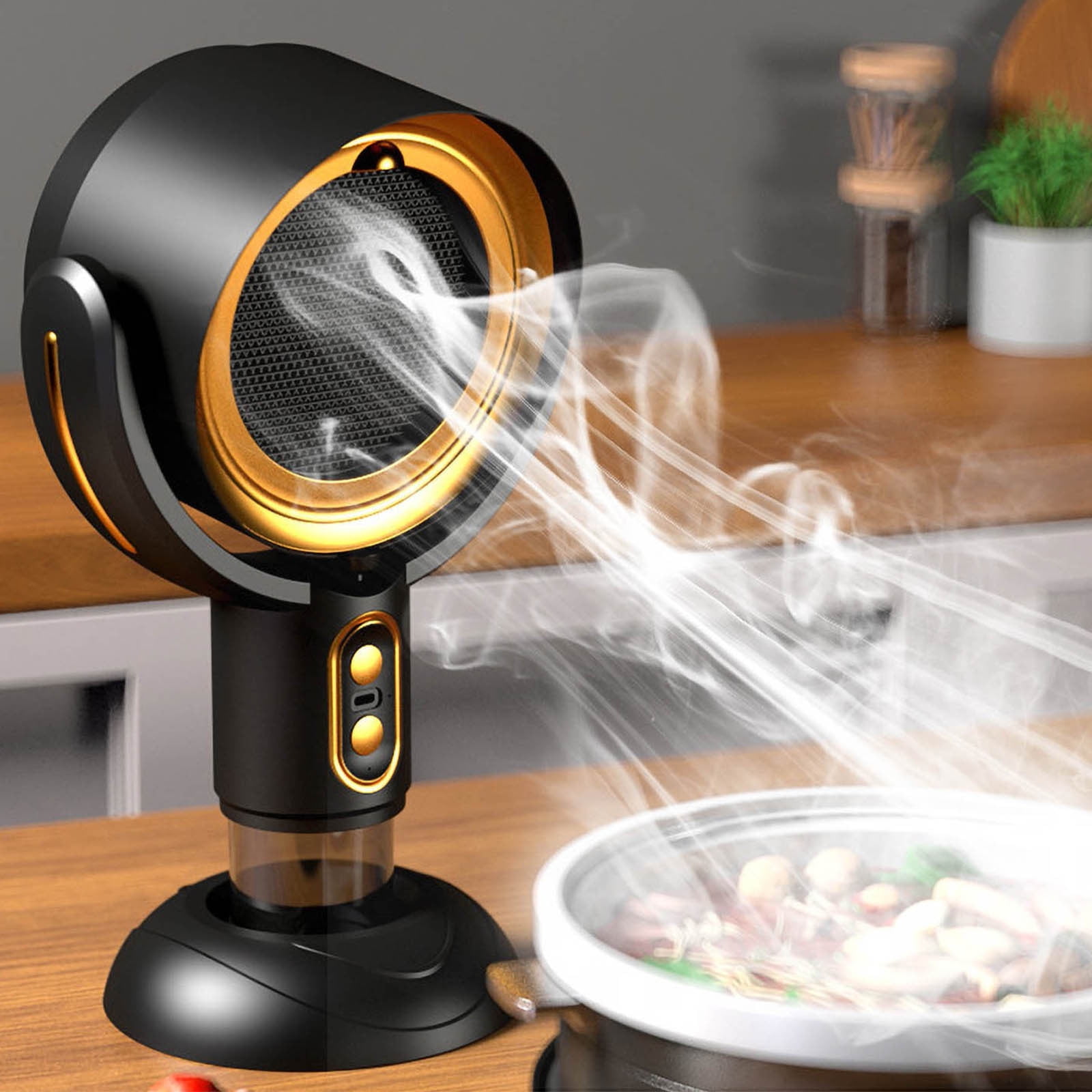 CQCYD Portable Range Hood USB Rechargeable, Mini Kitchen Exhaust Fan For BBQ Hot Pot, Smart Tabletop Oil Collector, Compact Travel Essential For RV Camper
