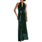 Halston womens Tova Gown, 8, Blue