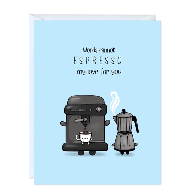 Tarjeta de Felicitación ALY LOU Divertida Espresso Amor Interior en Blanco