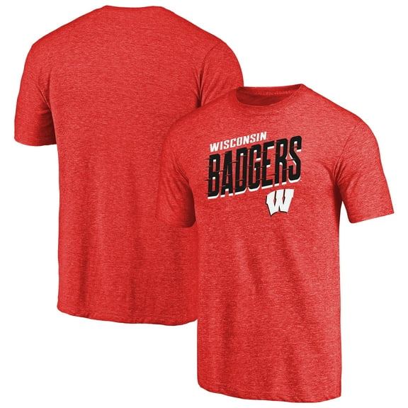 Men's Red Wisconsin Badgers Slant Strike Tri-Blend T-Shirt