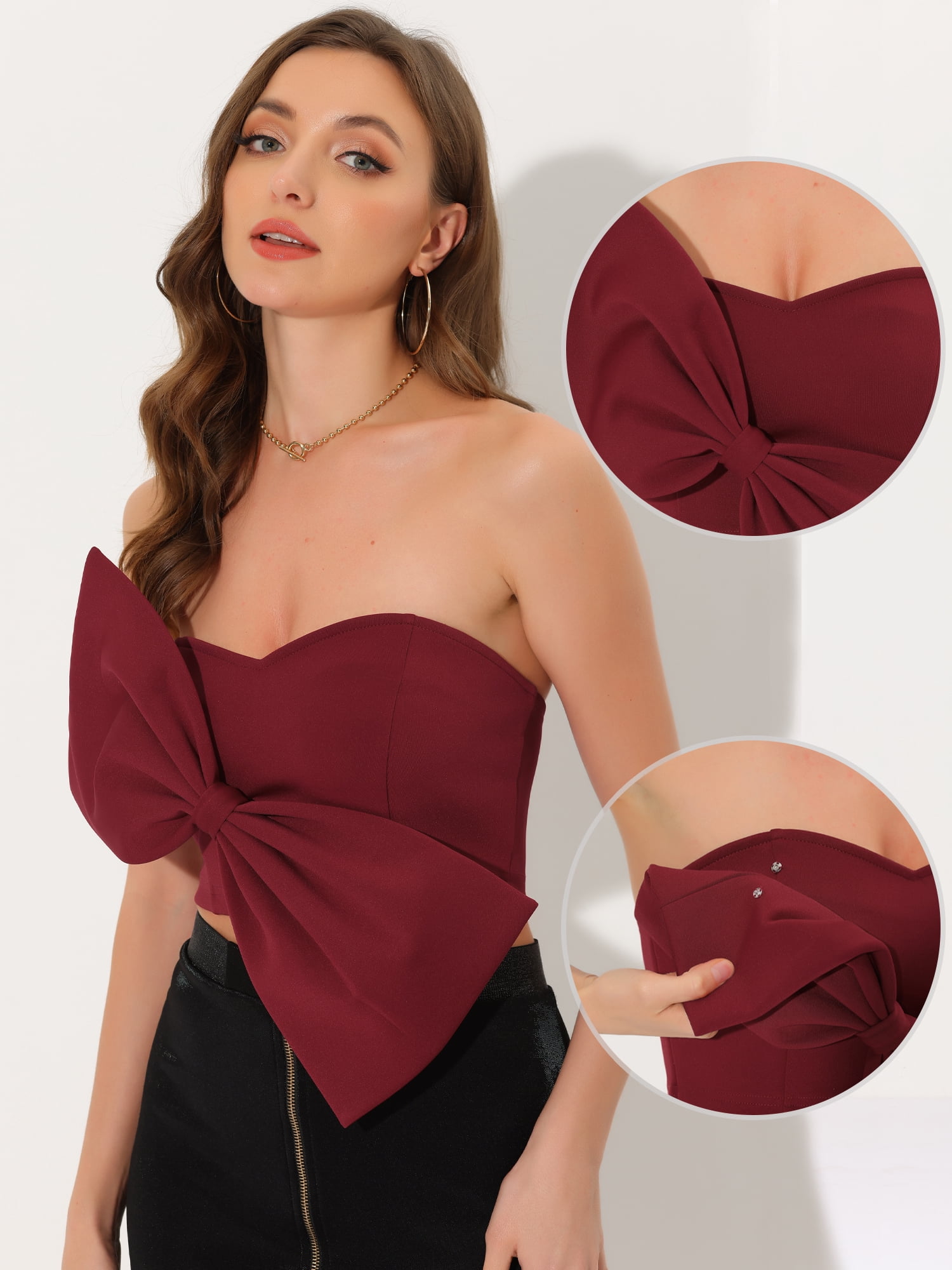 DARING DIVA Women's Elegant Strapless Sweetheart Neck Corset Tops XL Red