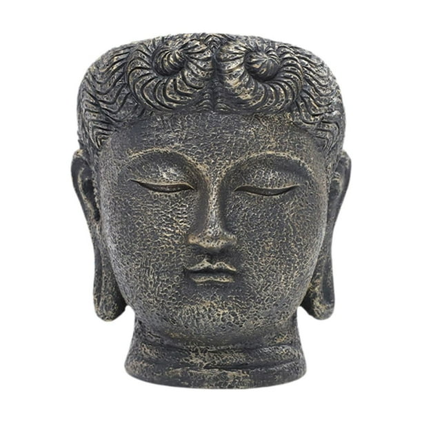 Maceta de resina con cabeza de Buda, escultura de Buda, artesanía creativa, planta Estilo A