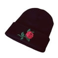 thumbnail image 4 of DOPI Stylish Hats Women Winter Keep Warm Rose Embroidery Applique Crochet Ski Hat Braided Cap(2pack), 4 of 4