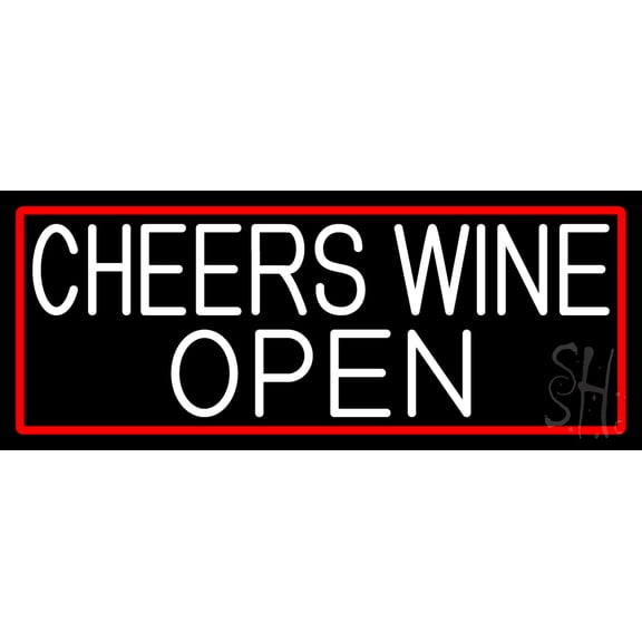 White Cheers Wine Open With Red Border LED Neon Sign 10 x 24 - inches, Clear Edge Cut Acrylic Backing, with Dimmer - Bright and Premium built indoor LED Neon Sign for Bar decor.