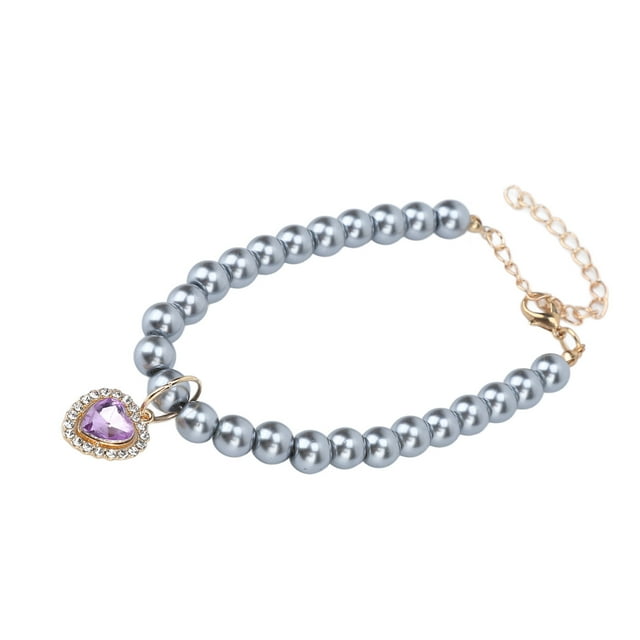 Collier pour Animaux de Compagnie, Collier de Perles pour Chien Collier pour Animaux de Compagnie Réglable Élégant Forme de Coeur Pendentif pour Chien Collier de Perles pour Chien Chaton Chiot