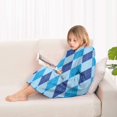 thumbnail image 4 of Light Blue and Dark Blue Argyle Pattern Blanket Hoodies for Kids 6-13YR Oversize Wearable Blanket Hoodies for Boys Girls Teens, 4 of 7