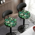 thumbnail image 3 of Renewold Round Stool Chair Covers 12"-14" Stretch Washable Stool Cushion Slipcover, 2 Count Breathable Bathroom Stool Chair Covers for St. Patrick's Day Decor, Green Clover Stripes Polka Dots, 3 of 6