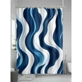thumbnail image 5 of Shower Curtain Waterproof for Bathroom 72x84 Inch, Blue Lines Bath Curtain for Bath Stalls and Tub Abstract Art Liquid Decorative Shower Curtains with Hooks, 5 of 8