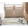 thumbnail image 6 of 2 Pack Taupe White Plaid Euro Pillow Shams with Ruffles Checkered Pillowcases Gingham Pillow Cases Washed Cotton Farmhouse Cottage Pillow Covers for Bed/Sofa(26X26inches,Taupe/White Plaid), 6 of 10