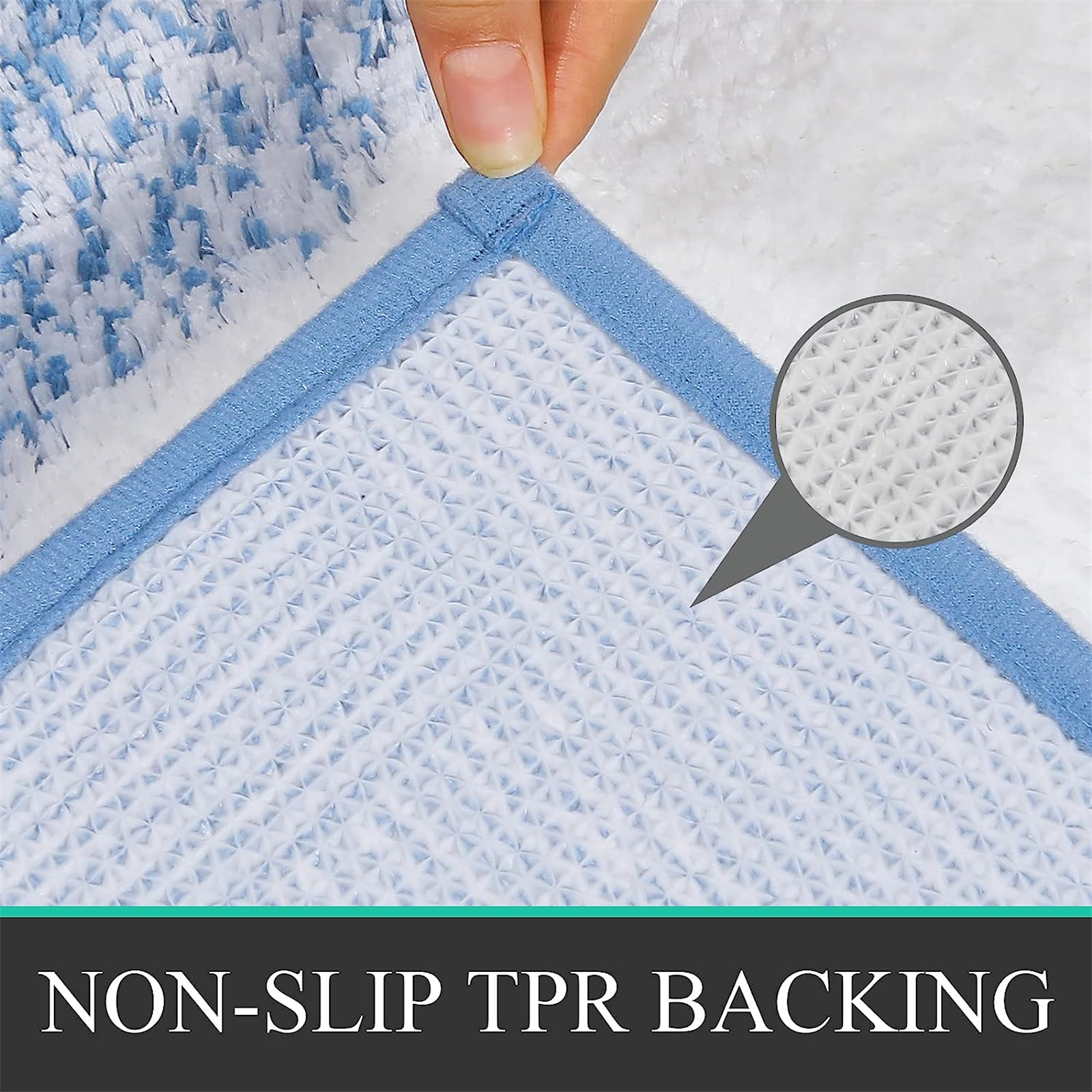 Ileading 4-Piece Bathroom Rug Set with Non-Slip Backing, Blue photo 5