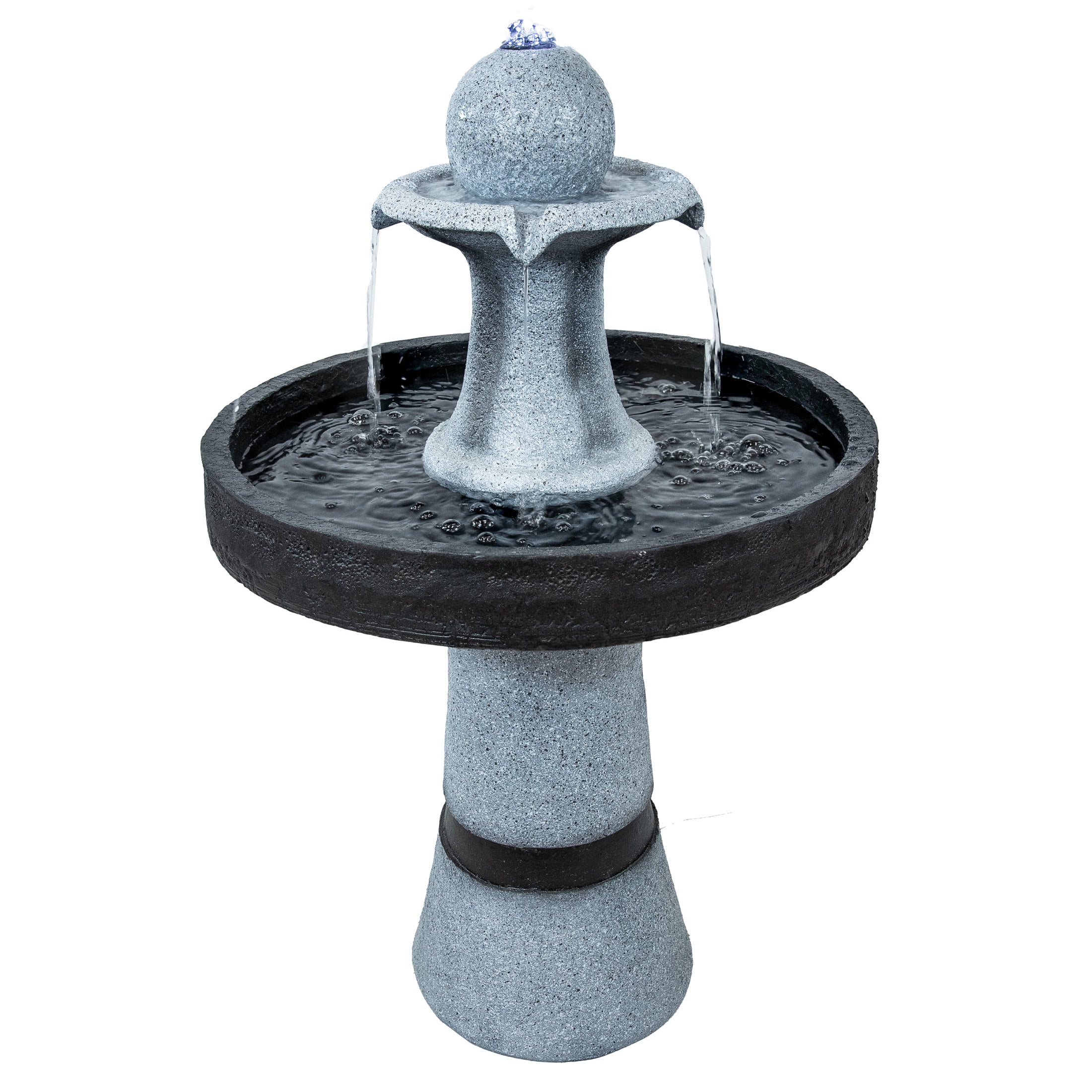Sunnydaze 2-Tone Contemporary Gray Polyresin Outdoor Water Fountain with Light