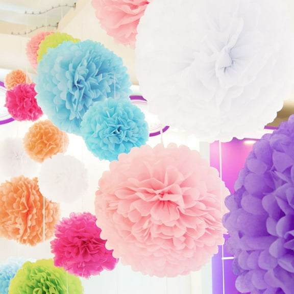 FRCOLOR 10pcs Tissue Paper Pom Poms Assorted Color for Wedding Party Decoration 25CM