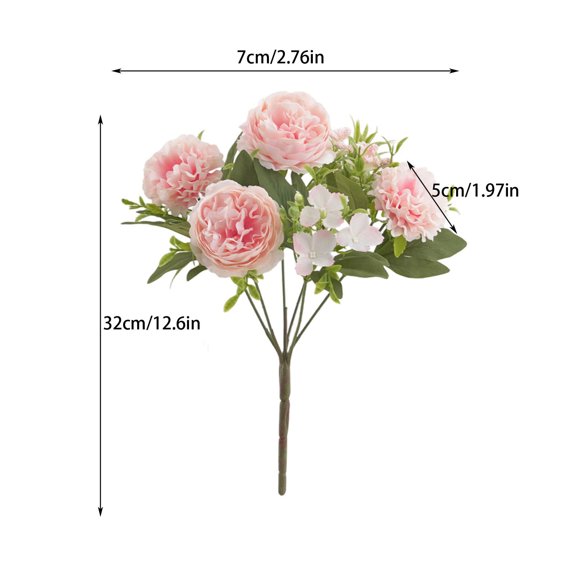 LanSuare Fake Artificial Peony Flowers Bouquet, Faux Flowers Plant, Home Tables Centerpieces for Rustic Home Decor, Garden, Porch, Window