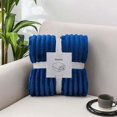 thumbnail image 2 of Dalang Fleece Blanket for Couch Sofa Bed,Super Soft Cozy Plush Microfiber Flannel Blanket with Stripes Design Lightweight for Adults,Woman,Girls,70*100CM(Blue), 2 of 10