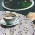 thumbnail image 2 of Ambesonne Lavender Fitted Round Tablecloth, Stripes and Flowers, 45"- 56" Diameter, Purple, 2 of 5