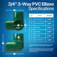 thumbnail image 4 of FORMUFIT 3/4” 3-Way Elbow Furniture Grade PVC Pipe Fittings, (1-1/16" Actual Socket ID), Green, 8-Pack, 4 of 7