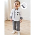 thumbnail image 5 of RUINIXCW Kids Chef Costume Halloween Costume Toddler Baby Boy Career Day Baker Costume Long Sleeve Button Down Top Pants Hat Set Role Play Outfits, 5 of 10