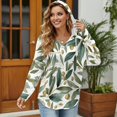 thumbnail image 3 of DISNIMO Leaf Printed Hoodies for Women Waffle Sweatshirts Long Sleeve Pullover Tops V Neck Hooded Sweatshirt for Daily Wear, S, 3 of 7