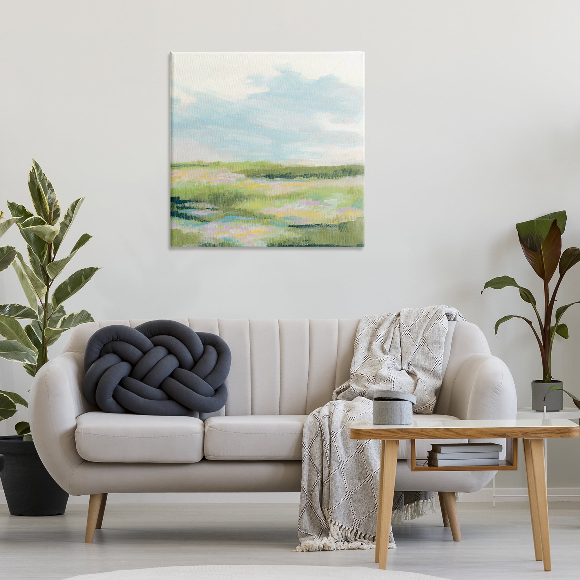 Stupell Industries Brushed Meadow & Sky Landscape & Nature Painting Wrapped Canvas Art Print Wall Art, 30 x 30