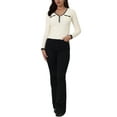 thumbnail image 3 of INSPIRE CHIC Women's Knit Top Contrast Color Long Sleeve V Neck Fitted Ribbed Tops XL White, 3 of 6