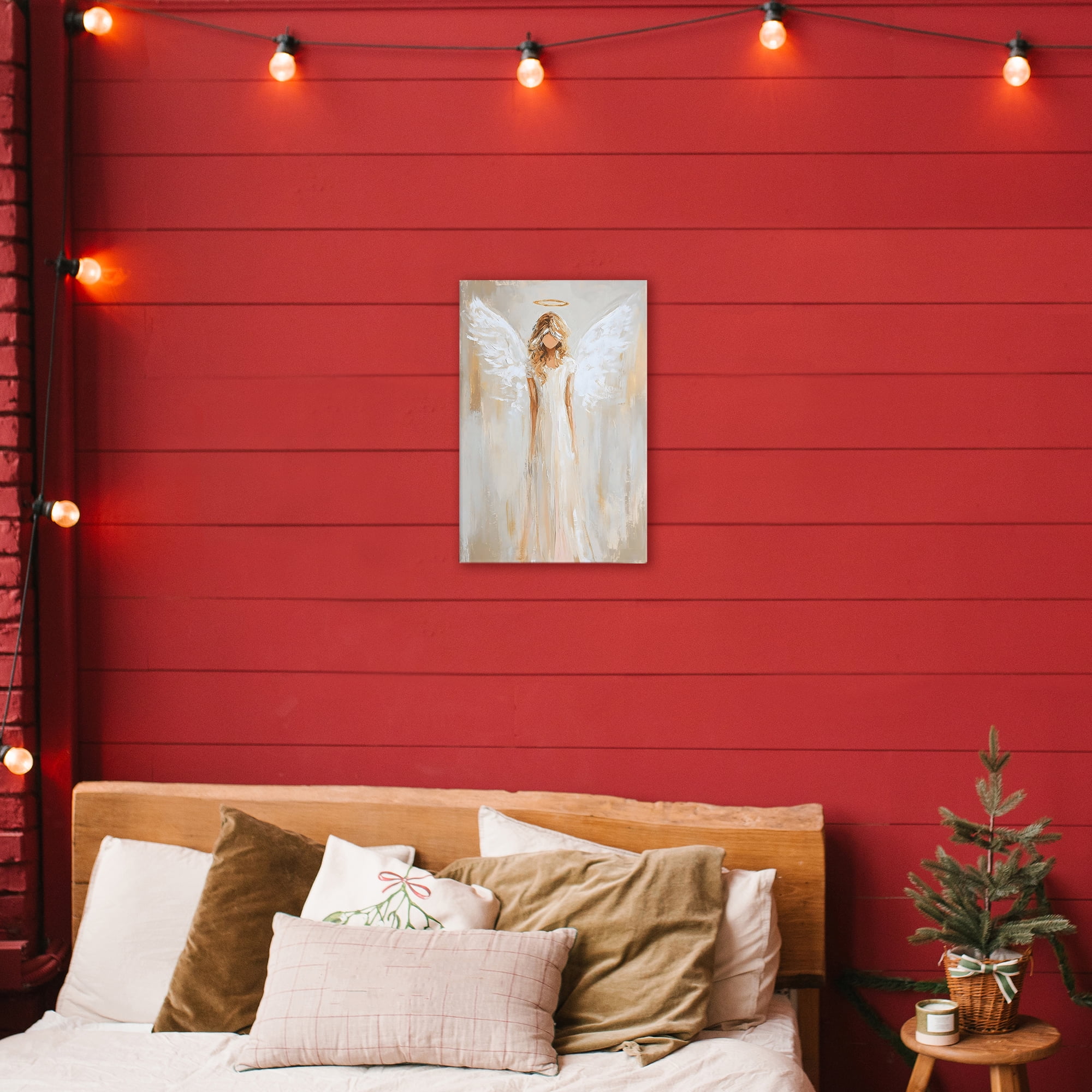 Divine White Robe Angel Canvas Wall Art, design by Petal Prints Design