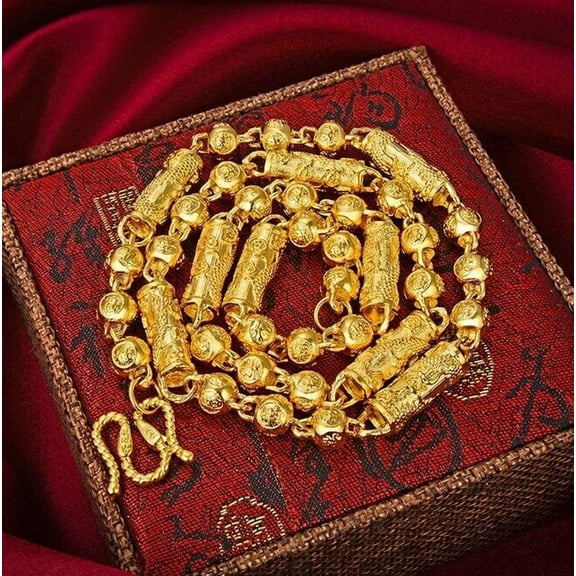 Men's New 22K 24K Thai Baht Yellow Gold GP Filled Necklace