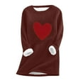 thumbnail image 1 of Pisexur Chandails Molletonnés Doublés pour Femmes, Mode, Imprimé Cœur, Manches Longues, Col Ras du Cou, Chandail d'Hiver Chaud, Hauts à Enfiler Fuzzy, Chandail Thermique Épaissi, 1 of 2