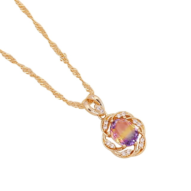 Heliisoer Ladies Fashion Multicolor Sun Flower Chain Pendant