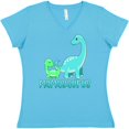 thumbnail image 3 of Inktastic Mamasaurus with Cute Brontosaurus Family Women's V-Neck T-Shirt, 3 of 5