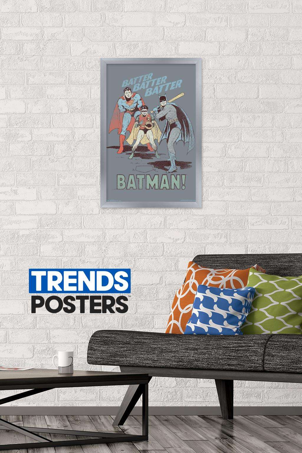DC Comics - Batman - Robin - Superman - Batter Wall Poster, 14.725" x 22.375", Framed