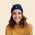 thumbnail image 3 of Dalix Sorcerer Frog Embroidered Beanie Hat Knit Cap Cold Weather Womens in Navy Blue, 3 of 4