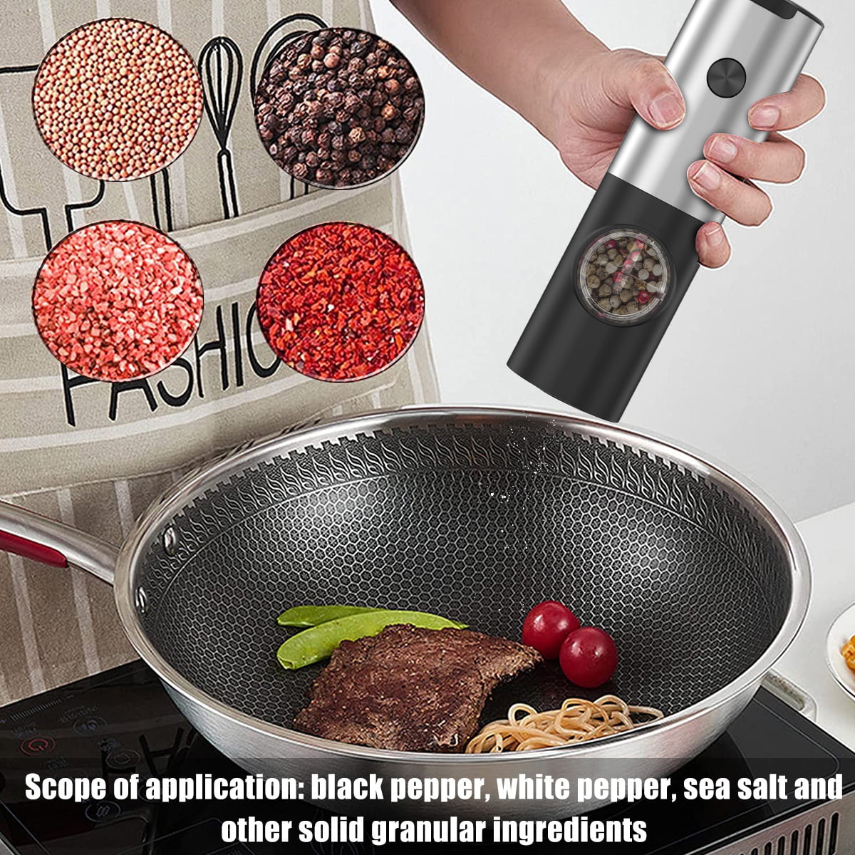 Rechargeable Electric Pepper and Salt Grinder Set: Automatic Black Pep –  Digitlands