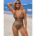 thumbnail image 4 of Attraco Women Sexy Sequinned One Piece Swimsuits Plunge V Neck Strappy Bathing Suit Hollow Out Monokini Swimwear, 4 of 8